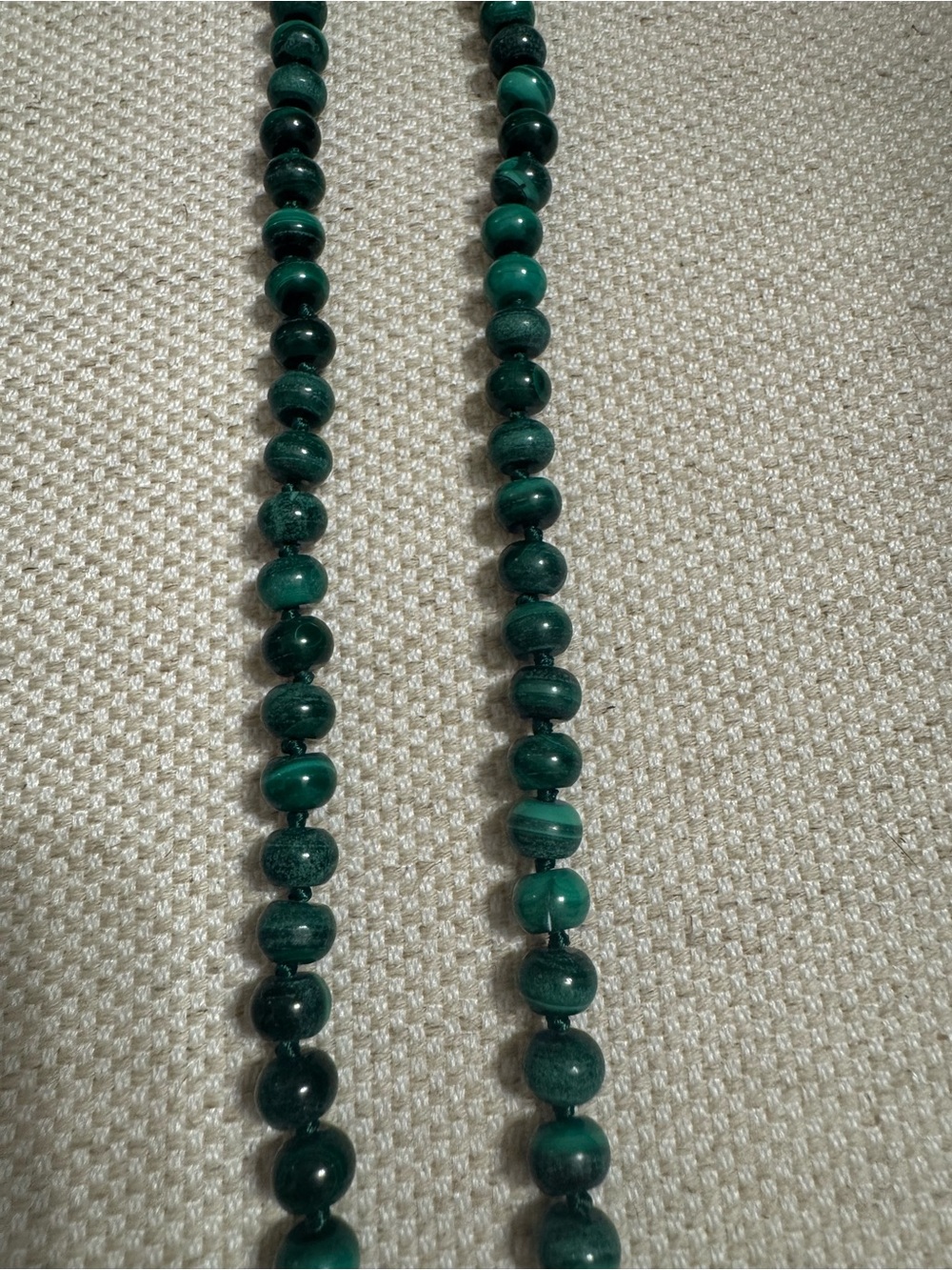 Jane Win 16” Malachite Bead Necklace with 14k Gold Plating Clasp - Picture 3 of 4